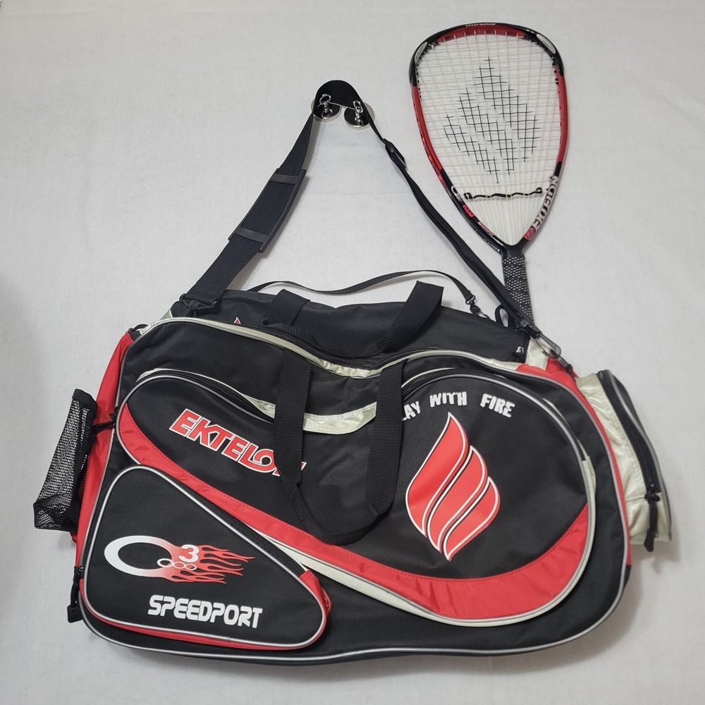 Ektelon O3 Speedport Racquetball Bag Large Duffle Red 3000 Racquet and 3x Balls